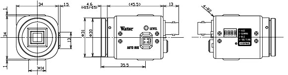 WAT-250D2超高灵敏度彩色摄像机外形尺寸图