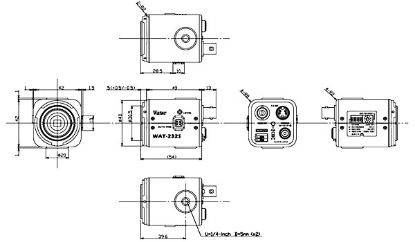 WAT-232S低照度工业摄像机外形尺寸图